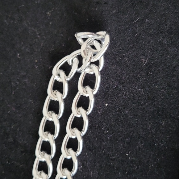 Rhinestone Chain & Silver Tone Chain Layered Belt 32" - Picture 7 of 7